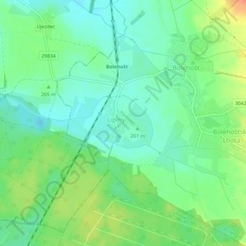 Holdon topographic map, elevation, terrain