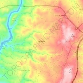 Montinho topographic map, elevation, terrain