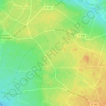 Cheval blanc topographic map, elevation, terrain