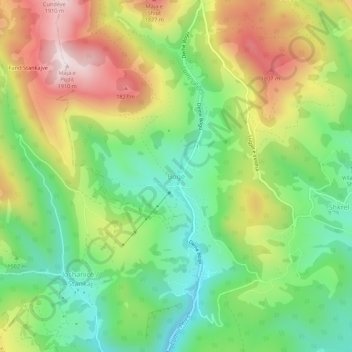 Bogë topographic map, elevation, terrain