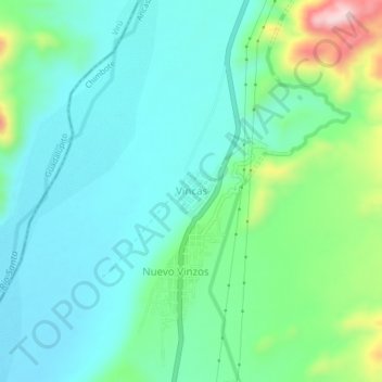 Vincas topographic map, elevation, terrain