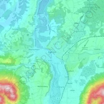 Bad Tölz topographic map, elevation, terrain