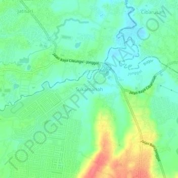 Sukamanah topographic map, elevation, terrain