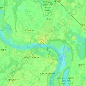Rees topographic map, elevation, terrain