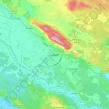 Ljubuški topographic map, elevation, terrain