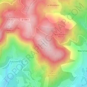 La Jarrige topographic map, elevation, terrain