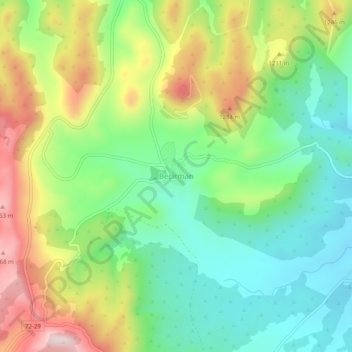 Becirman topographic map, elevation, terrain