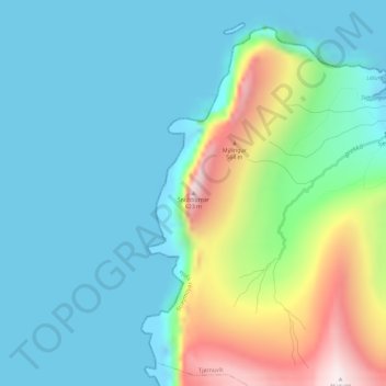 Snubburnar topographic map, elevation, terrain