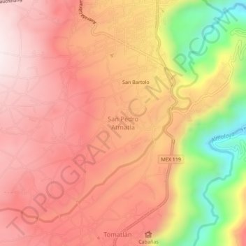 San Pedro Atmatla topographic map, elevation, terrain