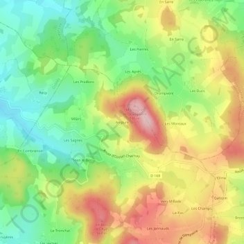 Anglure topographic map, elevation, terrain