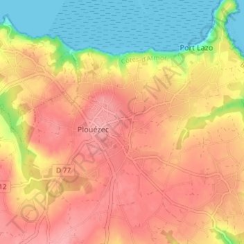 Goaz Joulin topographic map, elevation, terrain