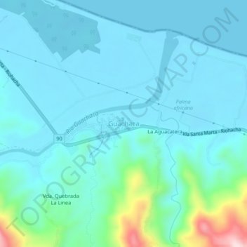 Guachaca topographic map, elevation, terrain