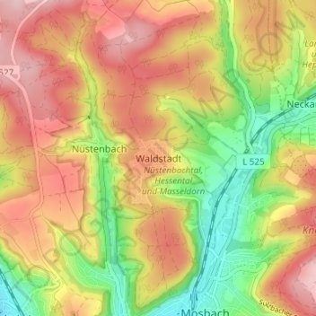 Waldstadt topographic map, elevation, terrain