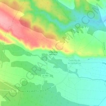 Velilla de la Valduerna topographic map, elevation, terrain