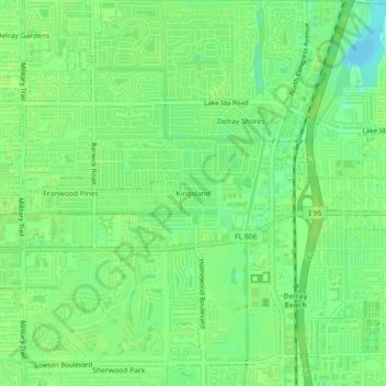 Kingsland topographic map, elevation, terrain