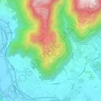 Costalunga topographic map, elevation, terrain