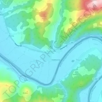 Vrhpolje topographic map, elevation, terrain