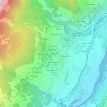 Saint-Roch topographic map, elevation, terrain