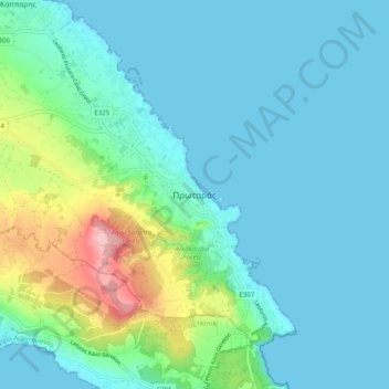 Protaras topographic map, elevation, terrain