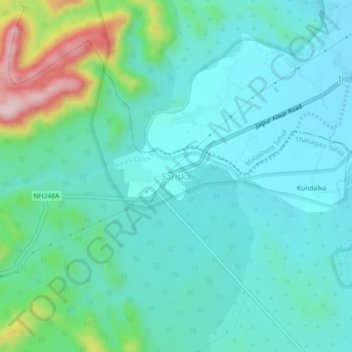 Sariska topographic map, elevation, terrain