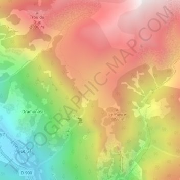 La Gourrette topographic map, elevation, terrain