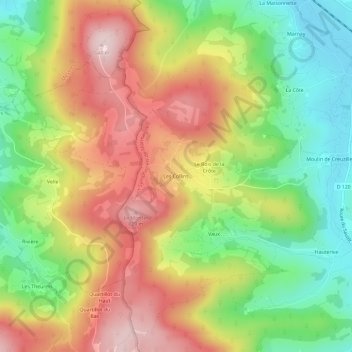 Les Collins topographic map, elevation, terrain