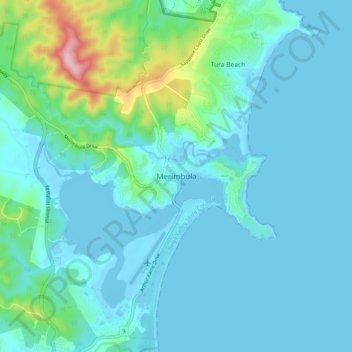 Merimbula topographic map, elevation, terrain