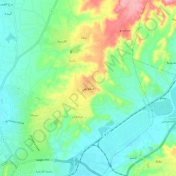 Sequbin topographic map, elevation, terrain