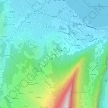 La Rive topographic map, elevation, terrain