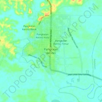 Pangkalan Kerinci topographic map, elevation, terrain