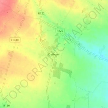 Oldtown topographic map, elevation, terrain