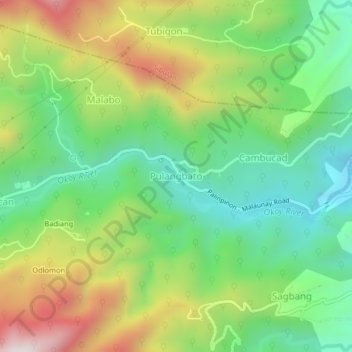 Pulangbato topographic map, elevation, terrain