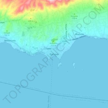 Eretria topographic map, elevation, terrain