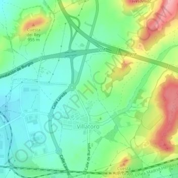 San Roque topographic map, elevation, terrain