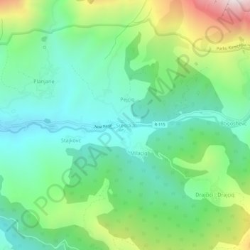 Sredska topographic map, elevation, terrain