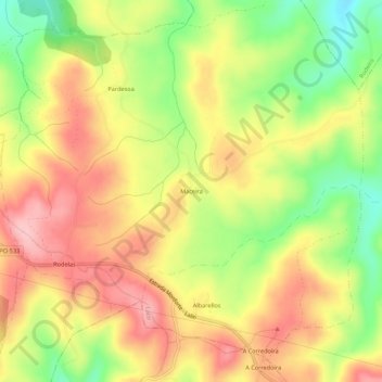 Maceira topographic map, elevation, terrain