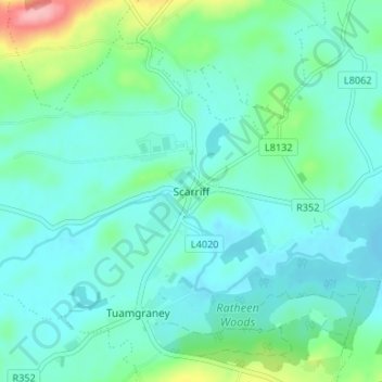 Scarriff topographic map, elevation, terrain