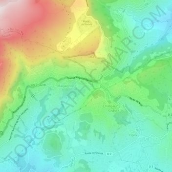 Les Roumégons topographic map, elevation, terrain