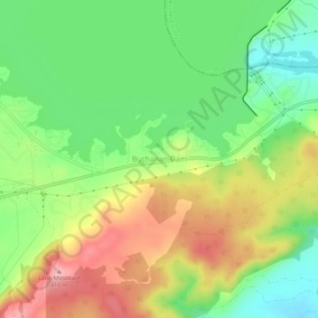 Buchanan Dam topographic map, elevation, terrain