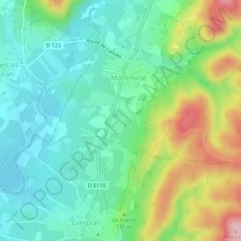 Paraloup et Bertagnat topographic map, elevation, terrain