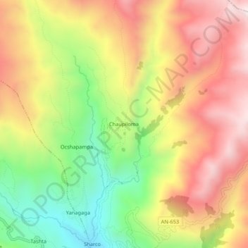 Chaupiloma topographic map, elevation, terrain