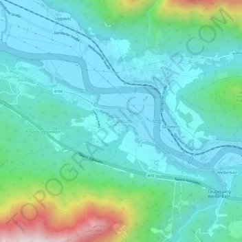 Töplitsch topographic map, elevation, terrain