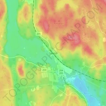 Svartå topographic map, elevation, terrain