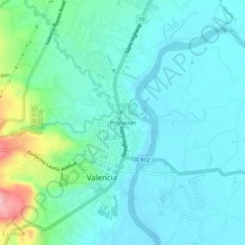 Poblacion topographic map, elevation, terrain