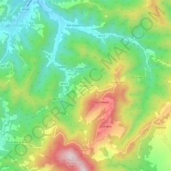 Gropparo topographic map, elevation, terrain