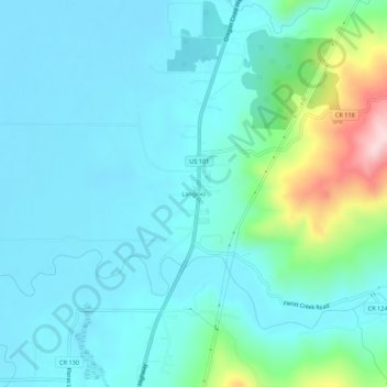 Langlois topographic map, elevation, terrain