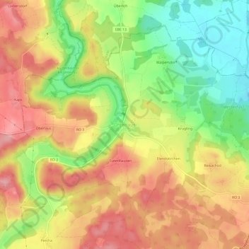 Unterlaus topographic map, elevation, terrain
