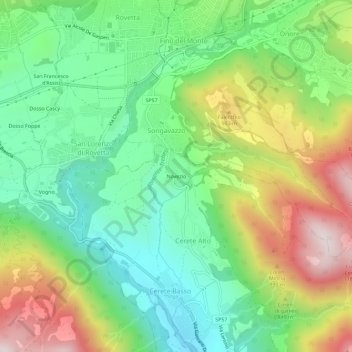 Novezio topographic map, elevation, terrain