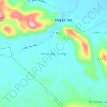 Kampung Pesang topographic map, elevation, terrain