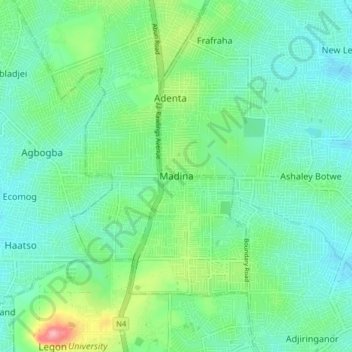 Madina topographic map, elevation, terrain